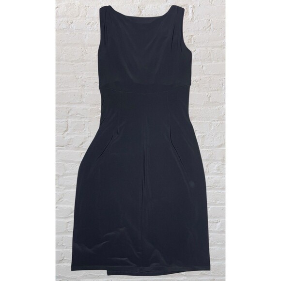 Ralph Lauren LRL Ruched Knee Length Dress Womens 6 Black Surplice Neckline - Picture 6 of 9